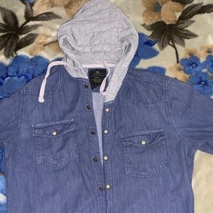 Denim hoodie button up
